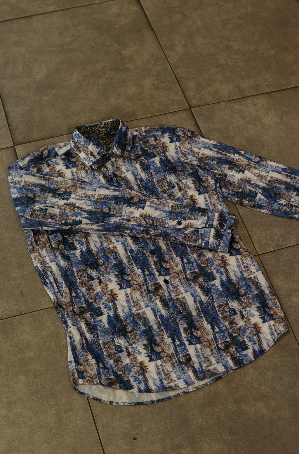 Men’s Long Sleeve Button Up - Blue Graphite