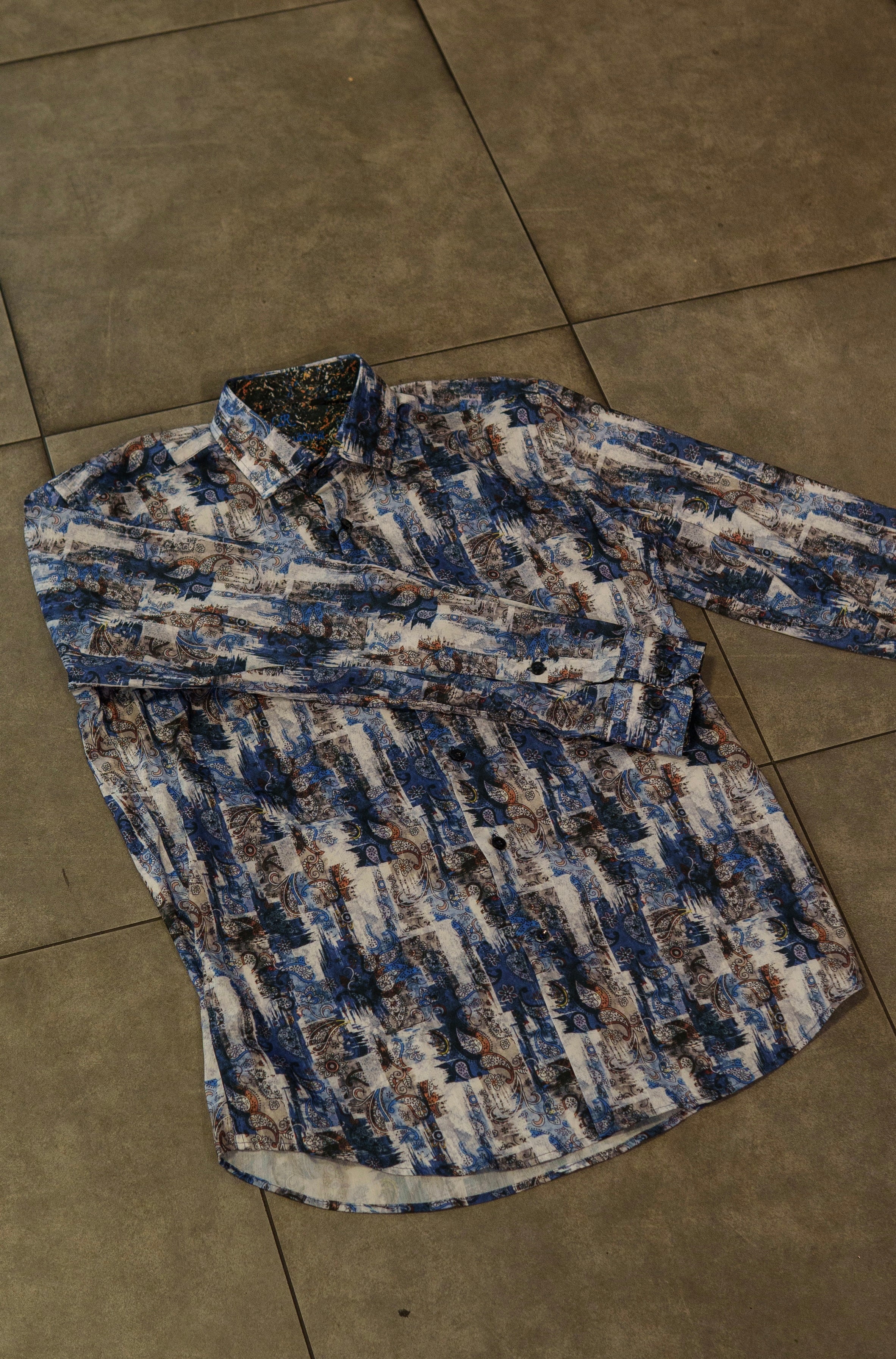 Men’s Long Sleeve Button Up - Blue Graphite