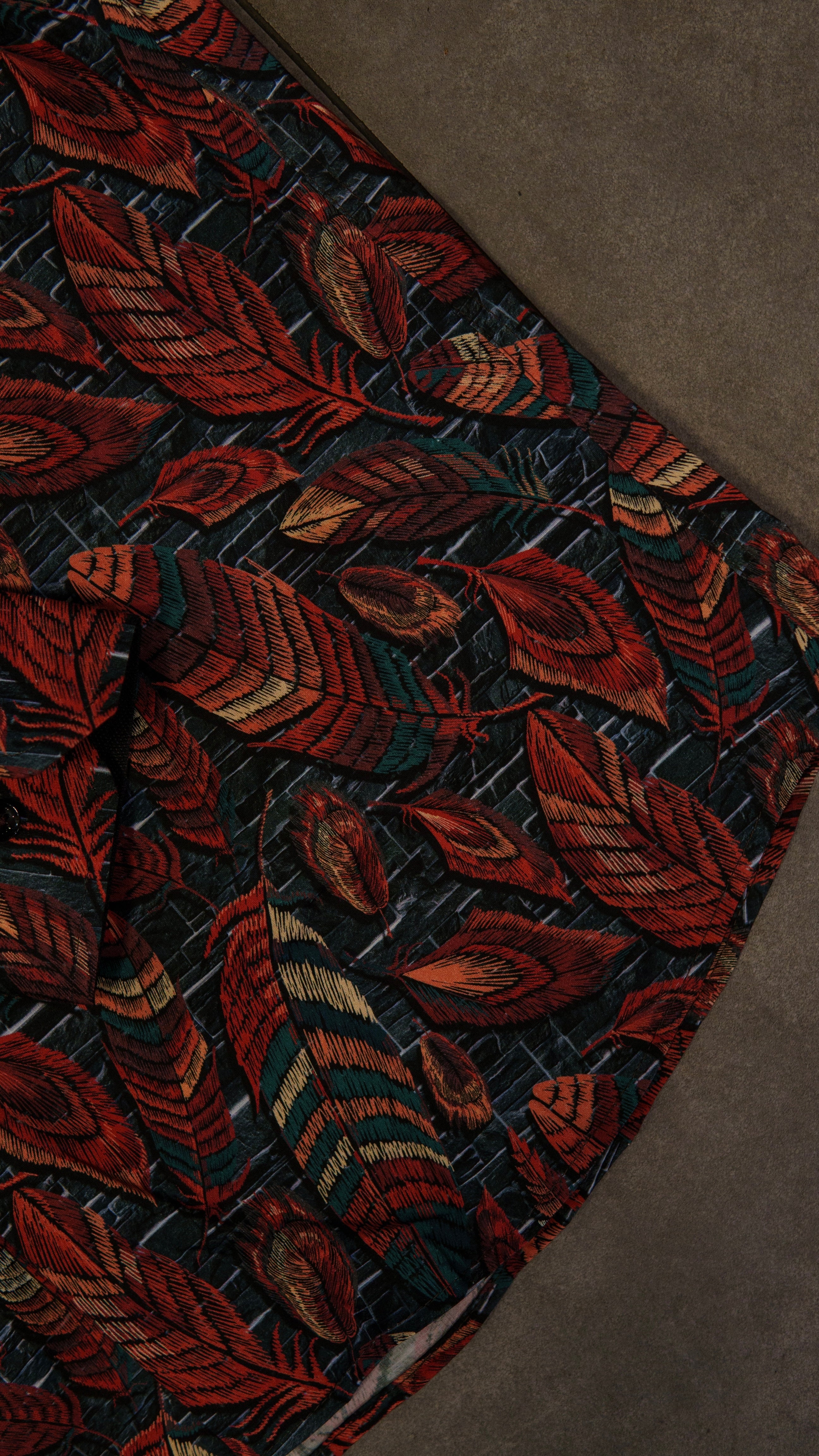 Men’s Printed Long Sleeve Button Up - Tanu-Leaves