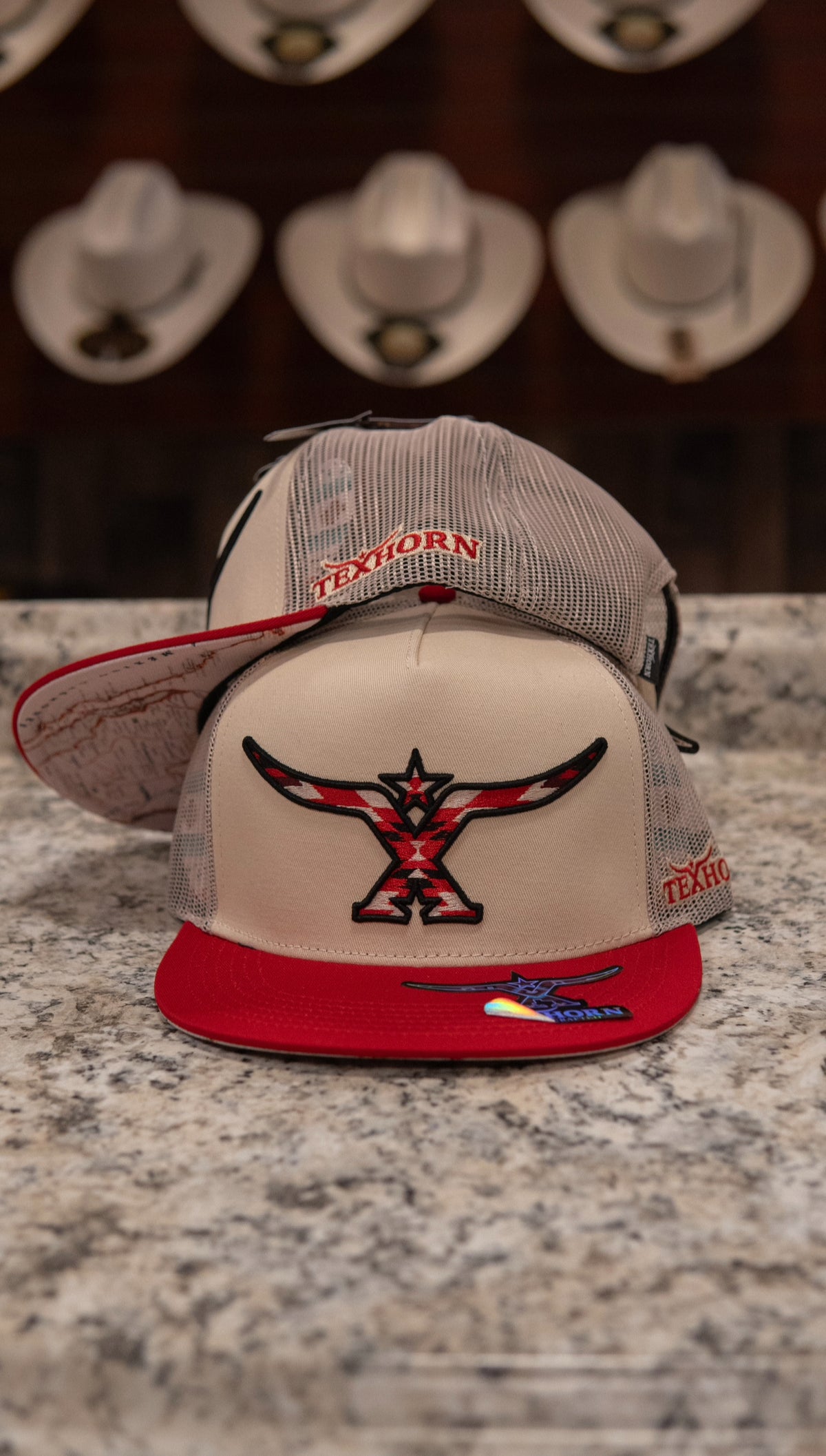 Tex Horn Snapback Cap Red Brim