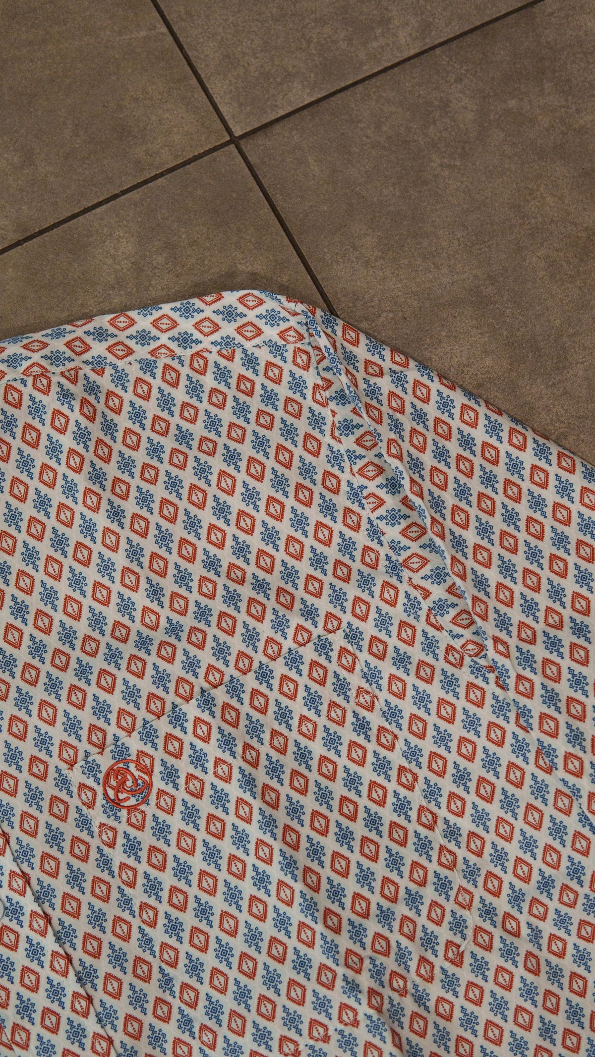 Men’s Printed Long Sleeve Button Up - Printed Ornament