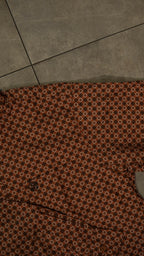 Men’s Printed Long Sleeve Button Up - Choco Graph