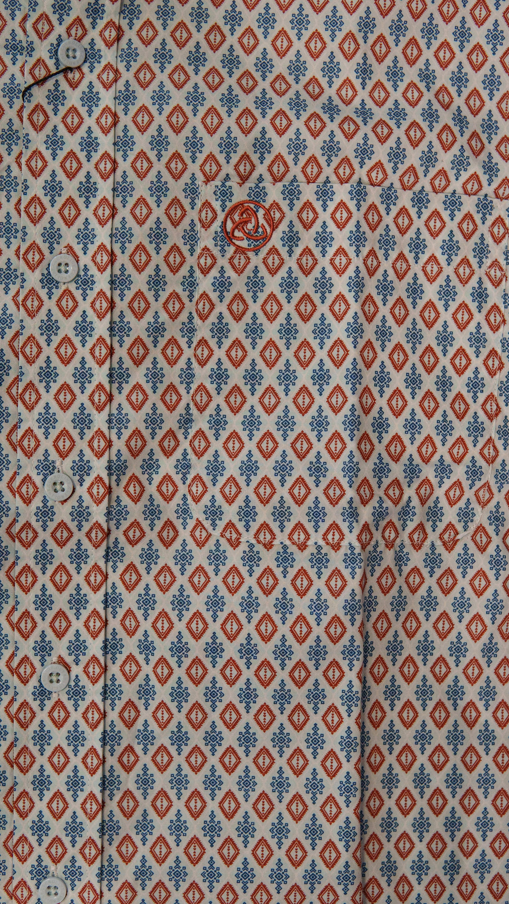 Men’s Printed Long Sleeve Button Up - Printed Ornament