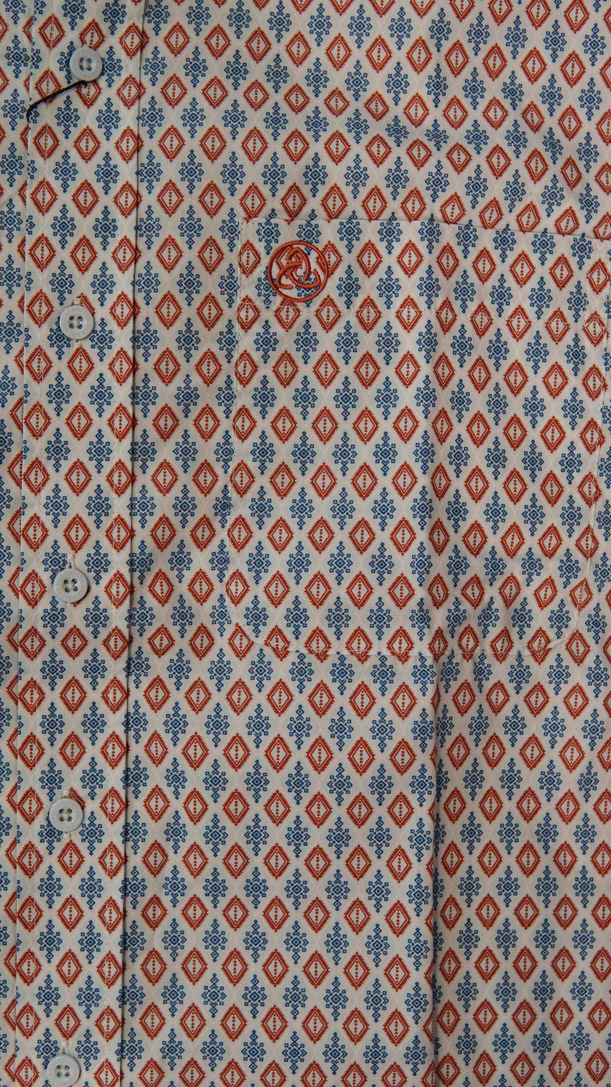Men’s Printed Long Sleeve Button Up - Printed Ornament