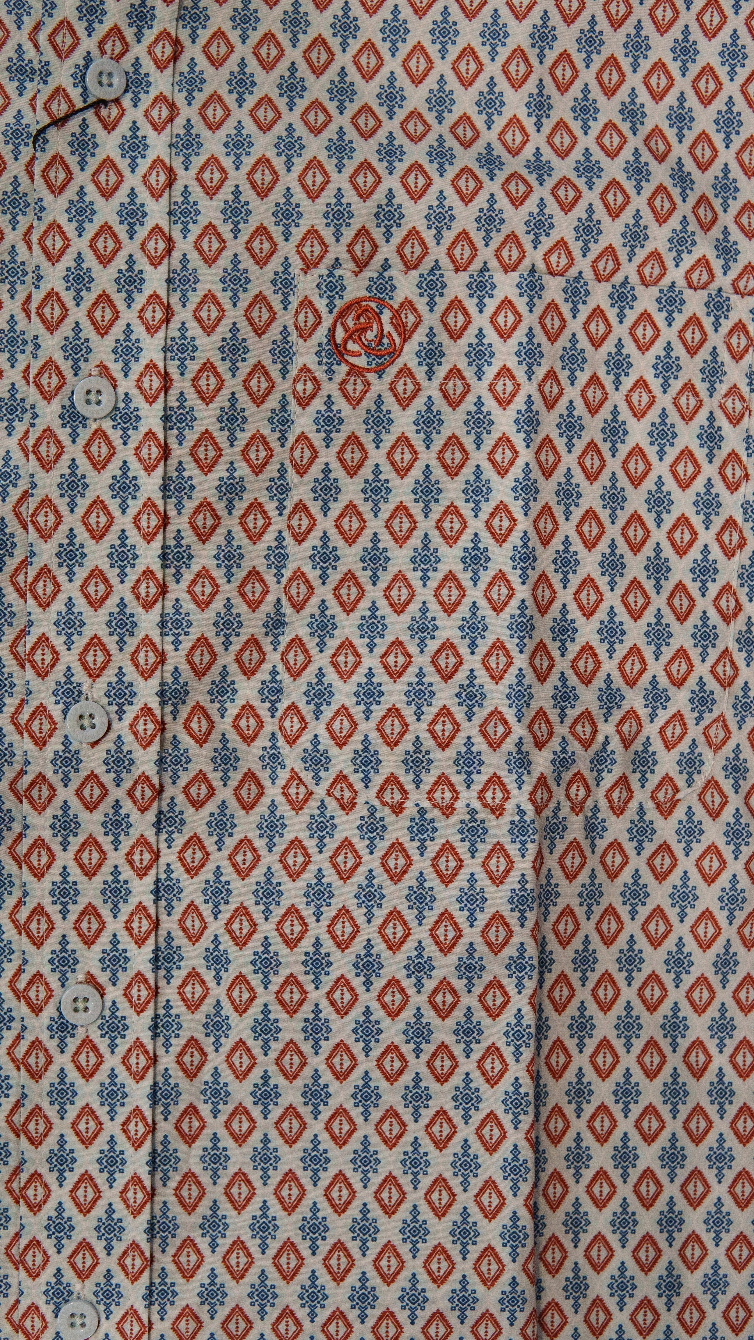 Men’s Printed Long Sleeve Button Up - Printed Ornament