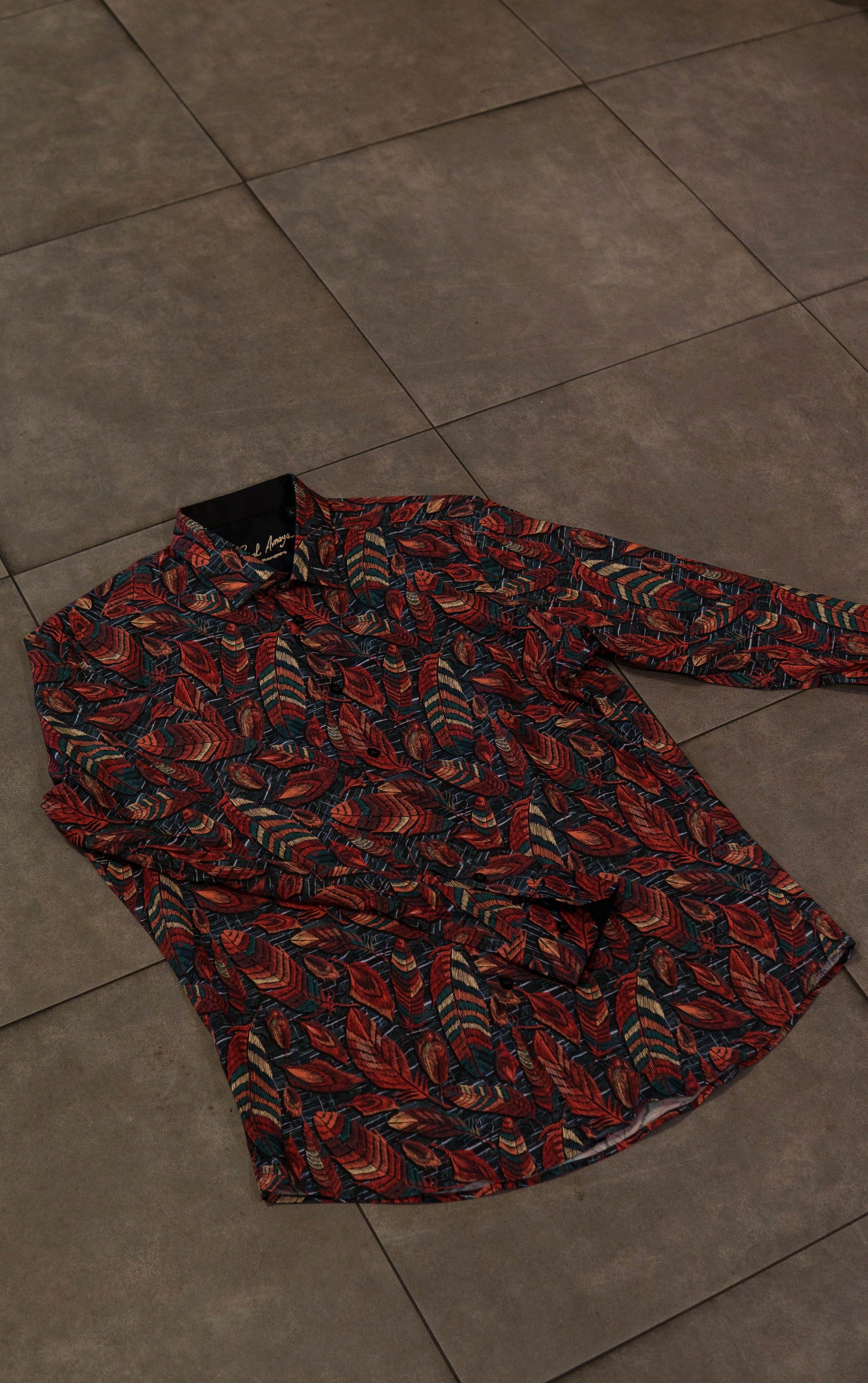 Men’s Printed Long Sleeve Button Up - Tanu-Leaves