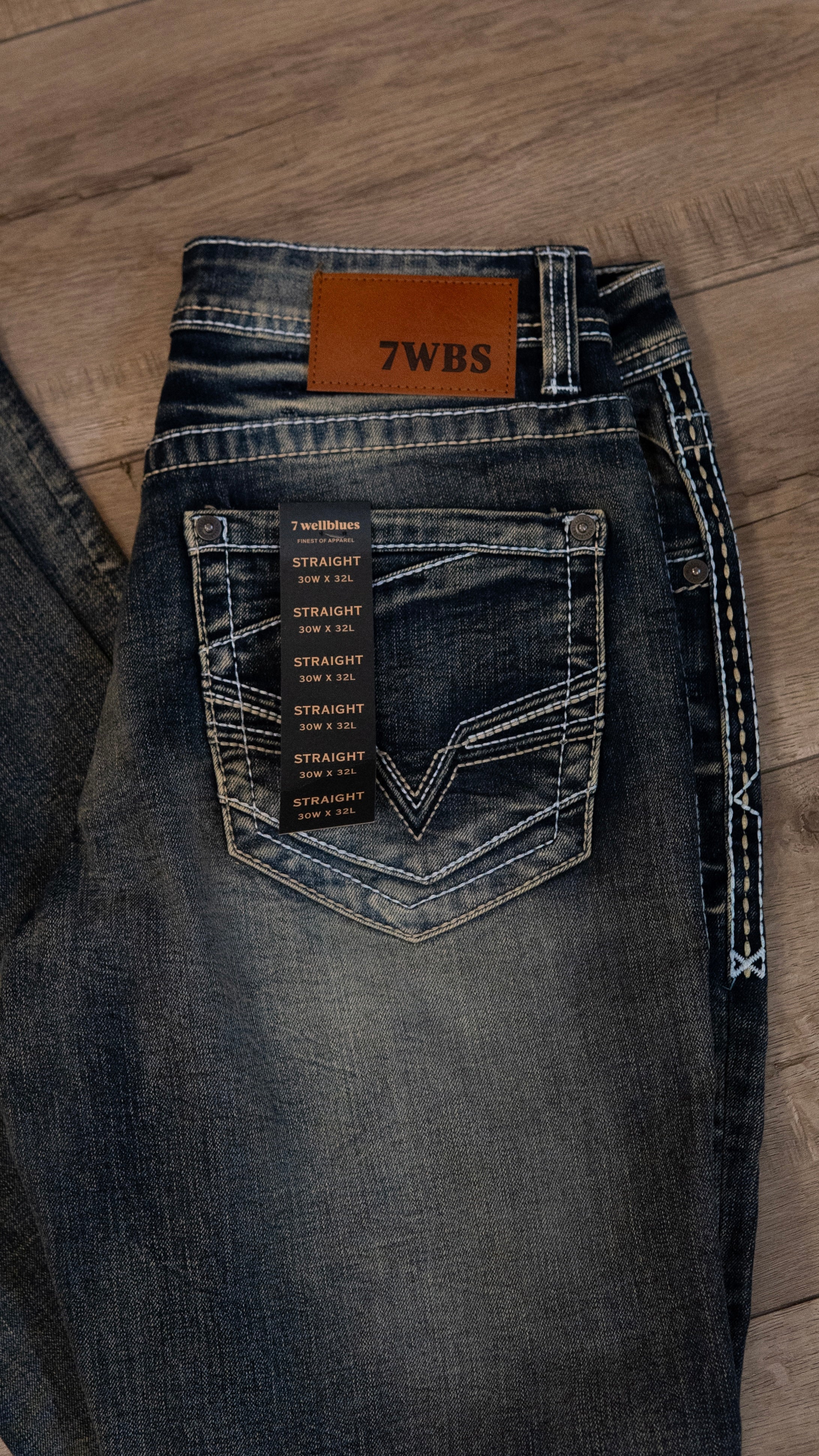 Men's Slim Straight Static Blue Jeans 7WBS