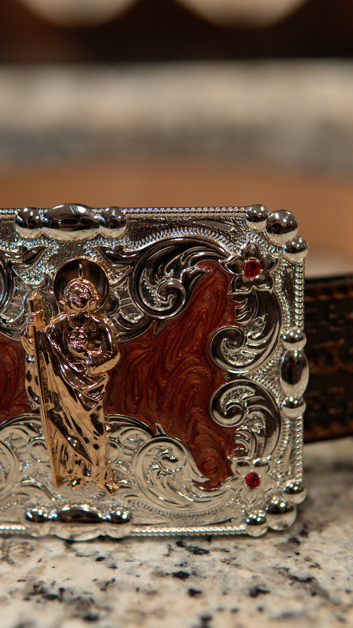 San Judas Redalesent Square Western Buckle