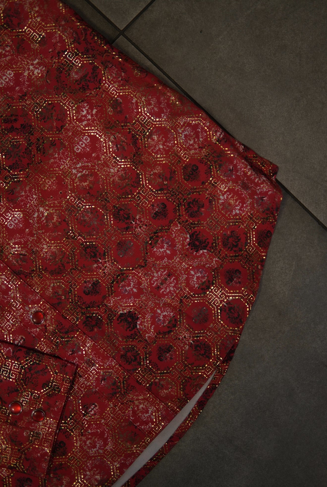 Men’s Printed Long Sleeve Button Up - Golden Orchid