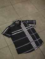 Men’s Moderno Short Sleeve Button Up Purple Plaid