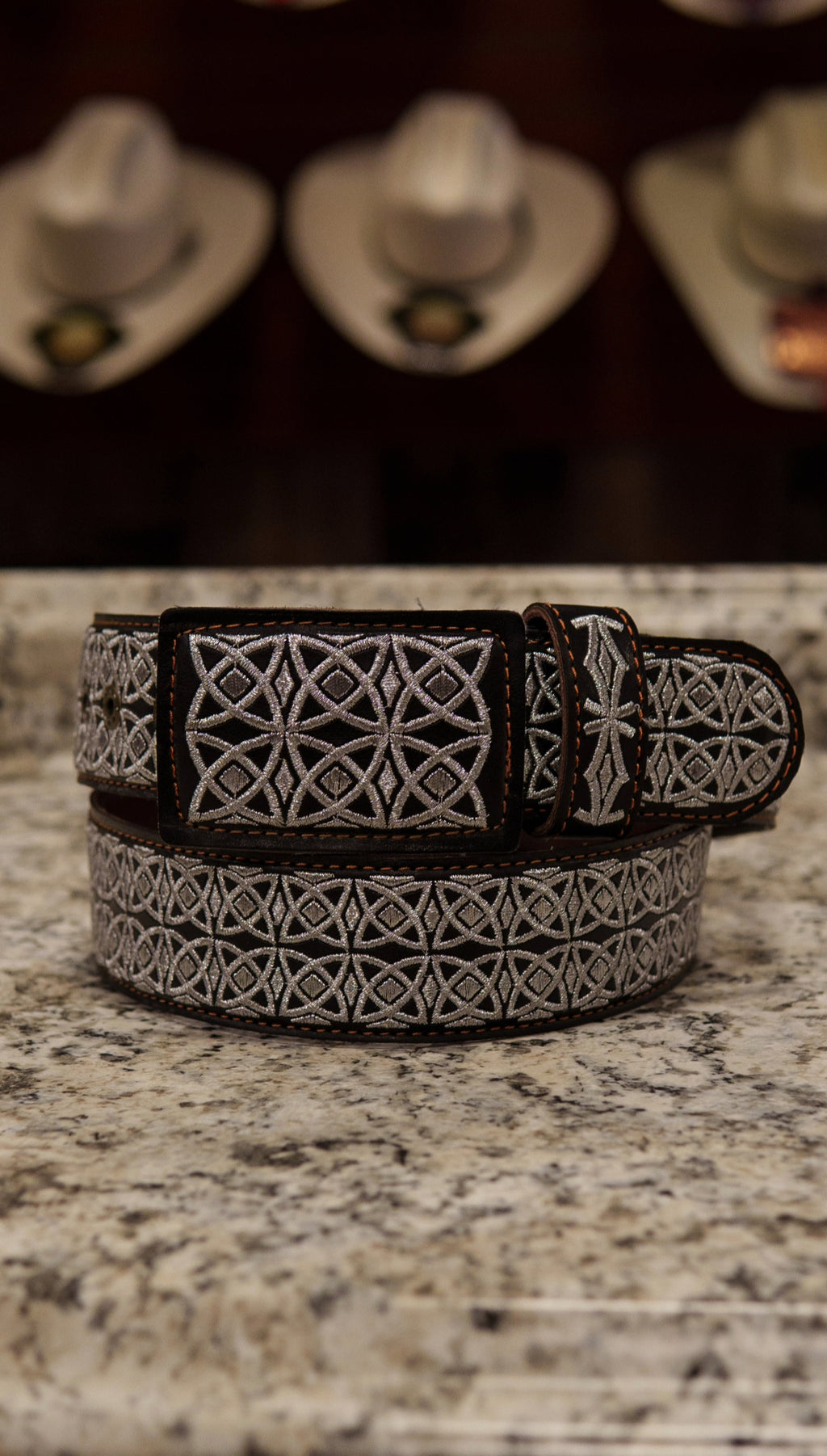 Men’s 2” Belt - Silver Threaded Carousel