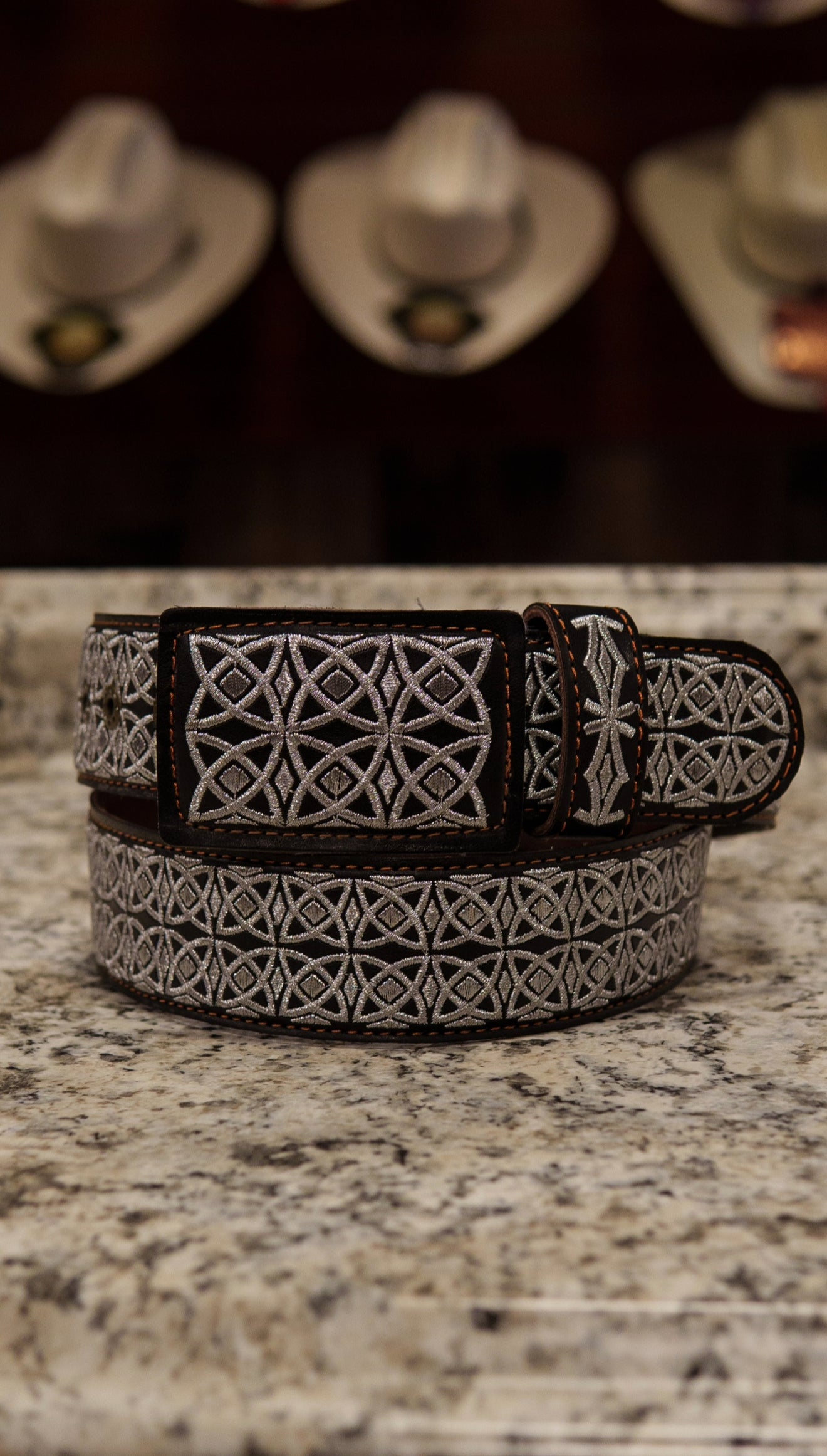Men’s 2” Belt - Silver Threaded Carousel