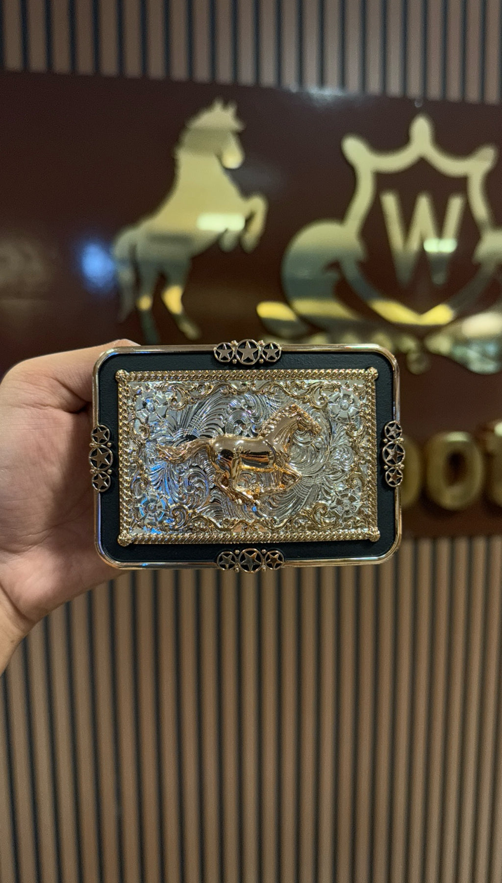 Running Horse Patriot Silver Buckle