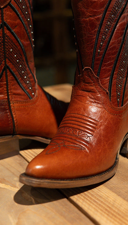 Athiri Ladies Montana Cognac Snip Toe Boots