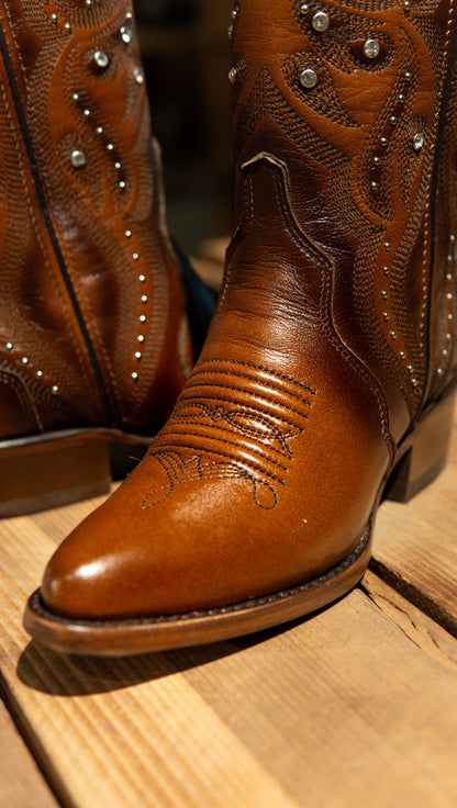 Arhiri Ladies Mestizo Ranch Cognac Snip Toe Boots