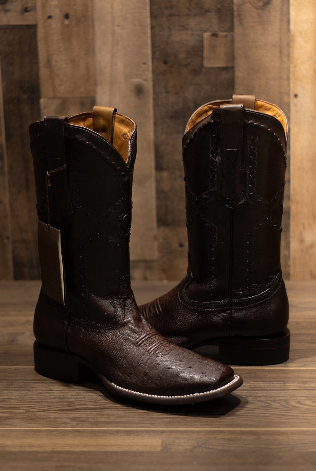 Cuadra - Panza De Avestruz Flame Choco Square Toe Boots