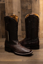 Cuadra - Panza De Avestruz Flame Choco Square Toe Boots