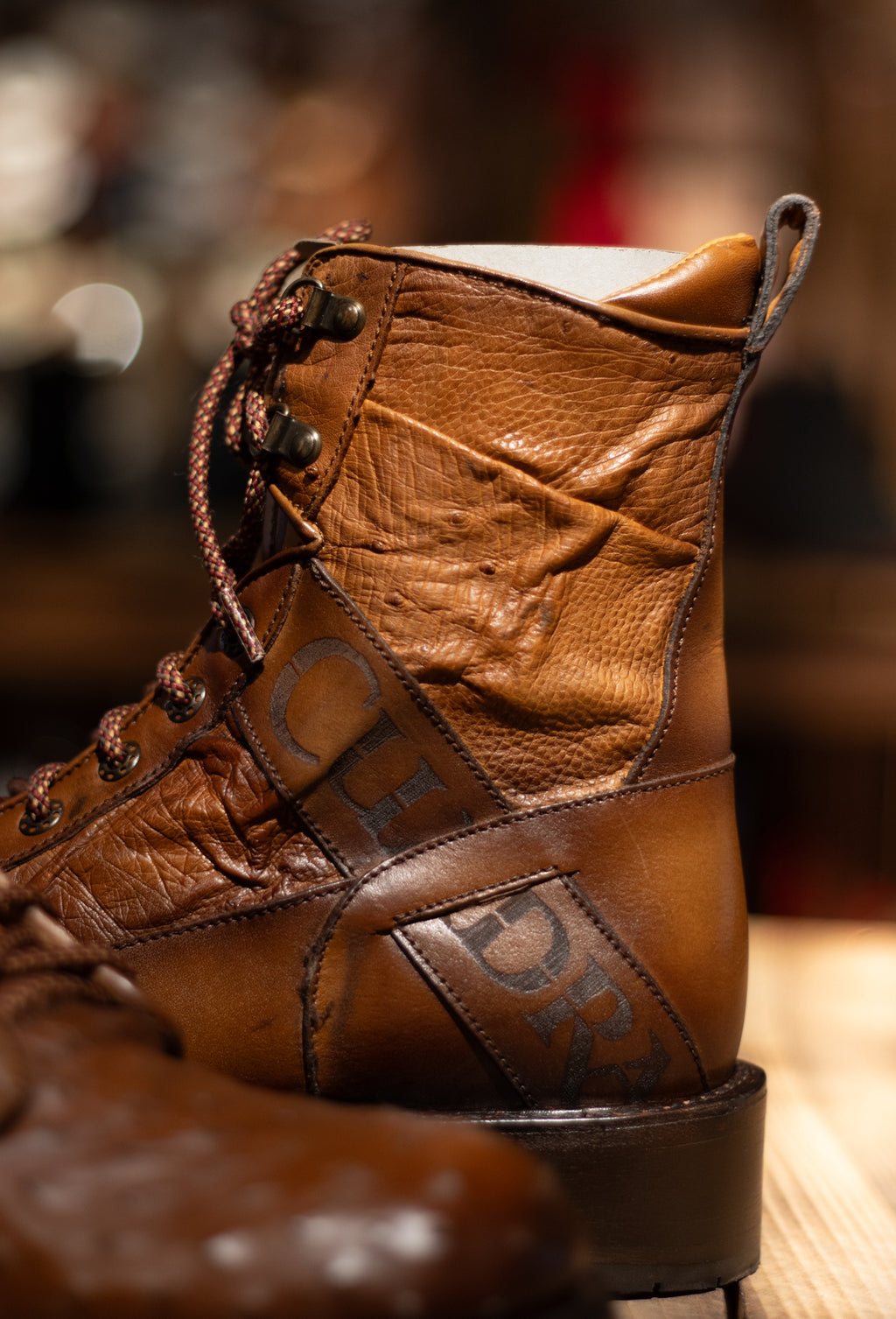 Cuadra - Avestruz Brandy Lace Up Round Toe 3V05A3