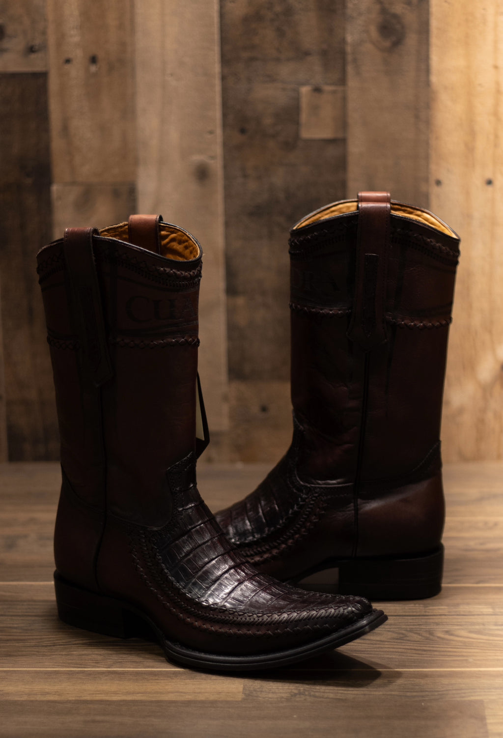 Cuadra - Caiman Belly Black Cherry Narrow Square Toe