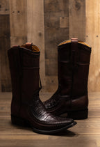 Cuadra - Caiman Belly Black Cherry Narrow Square Toe