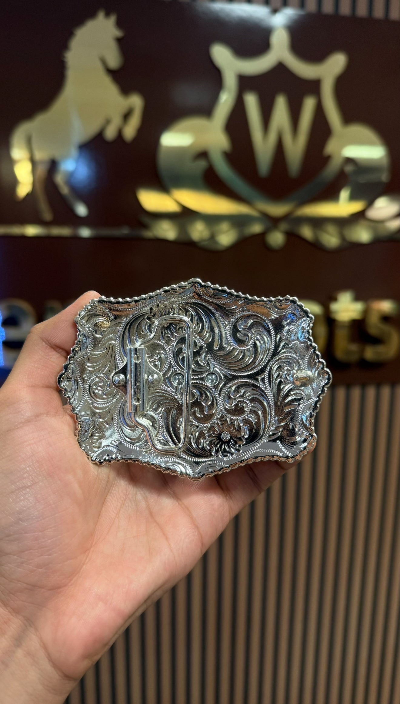 Kneeling Horse Rose Cactus Buckle