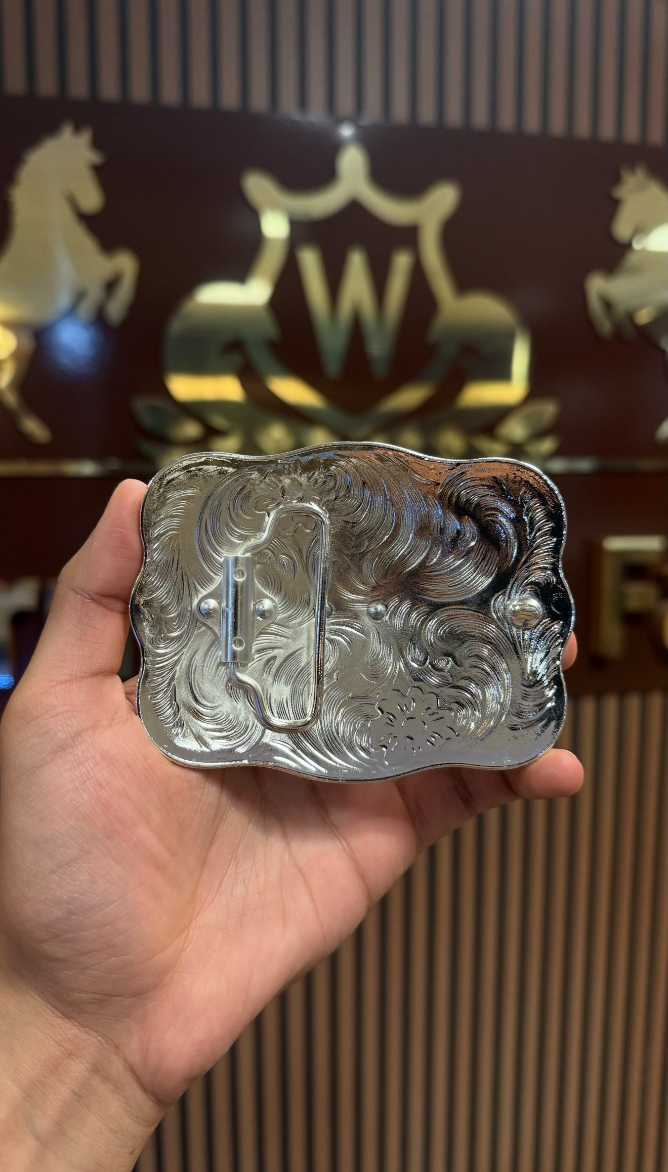 San Judas Rose Gold Gem Silver Buckle