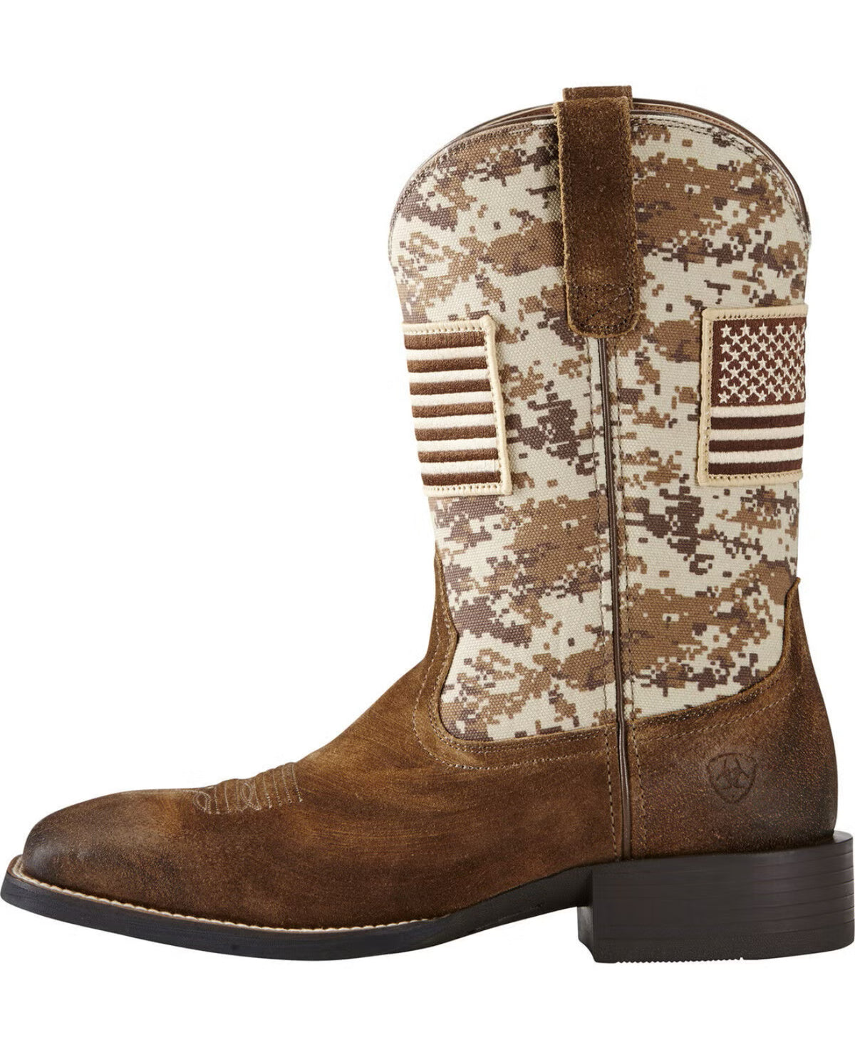 Ariat Men's Sport Patriot Antique Mocha Washed Suede/Sand Camo Print Boots