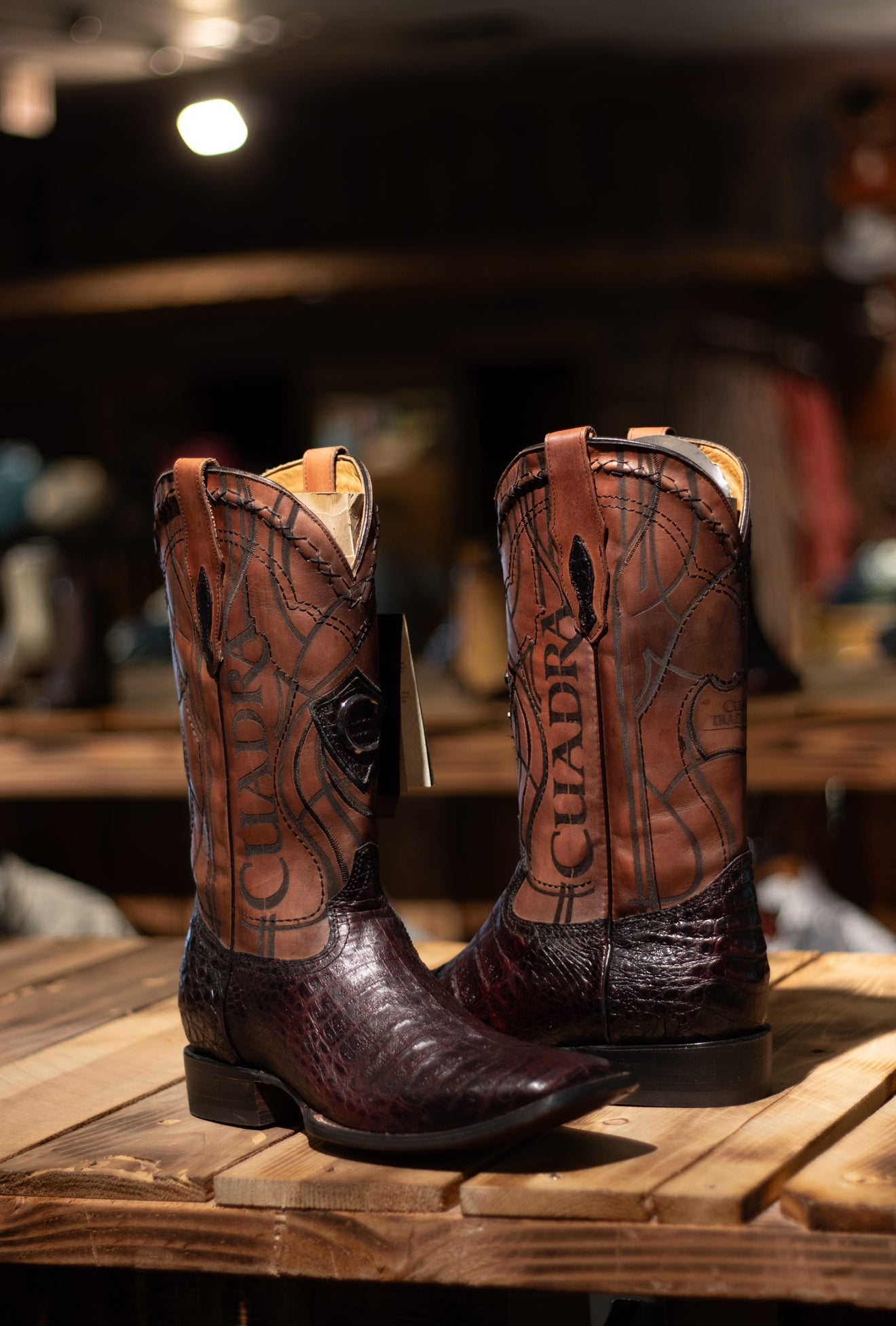 Cuadra - Caiman Belly Black Cherry Square Toe 3Z1OFY