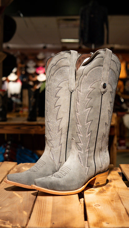Athiri Ladies Gamuza Gris Snip Toe Boots