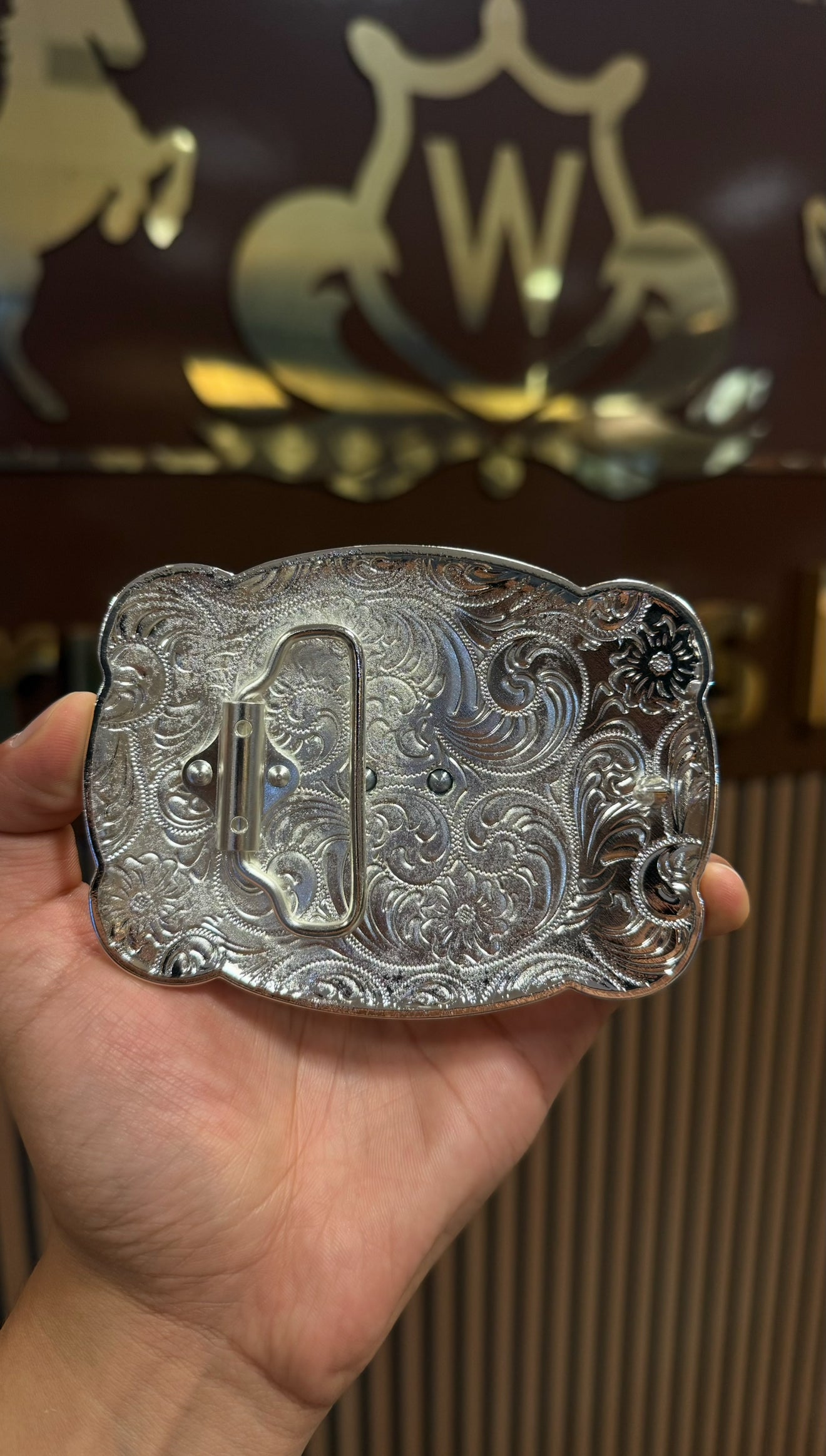 San Judas White Rose Gold Silver Buckle