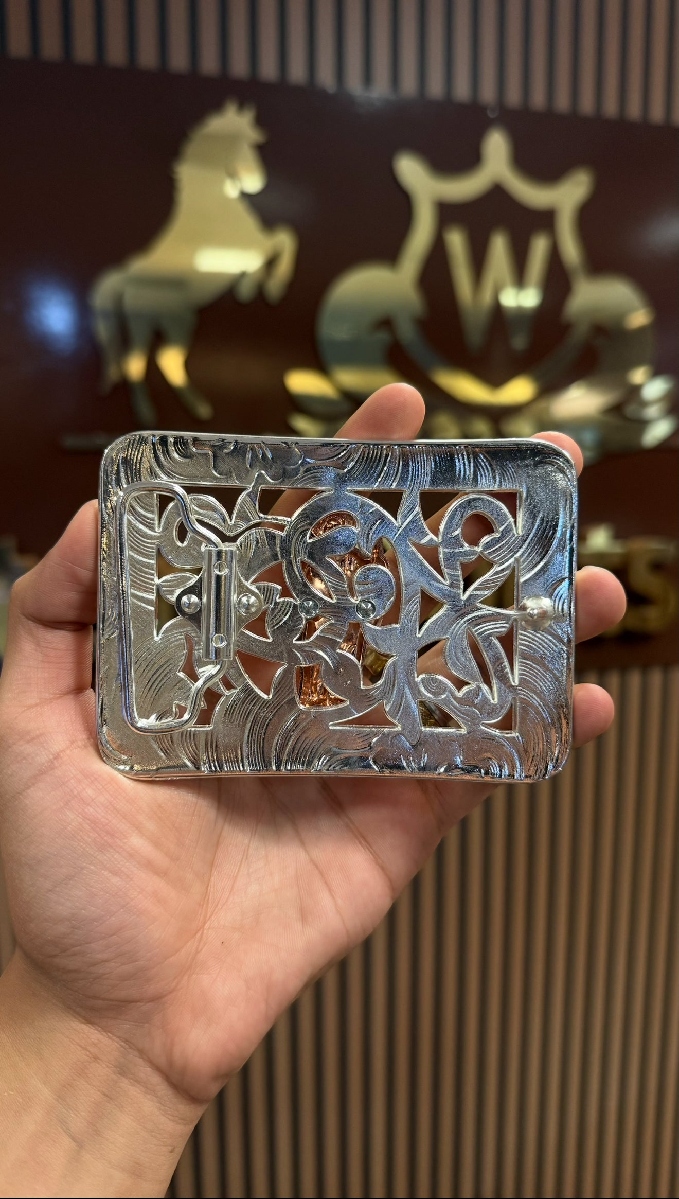 San Judas Rose Gold Aztec Silver Buckle