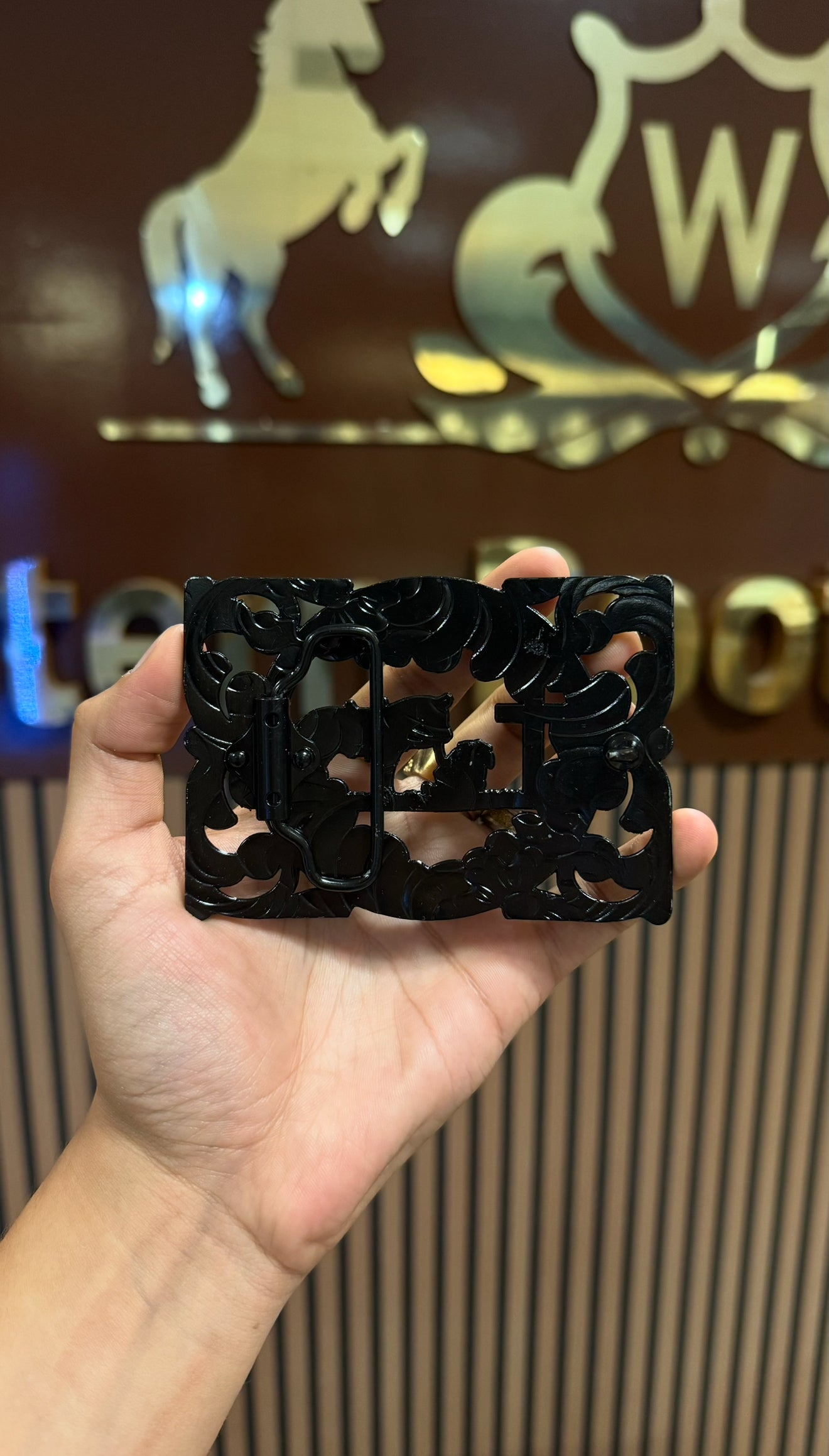 Kneeling Horse Gun Metal Buckle