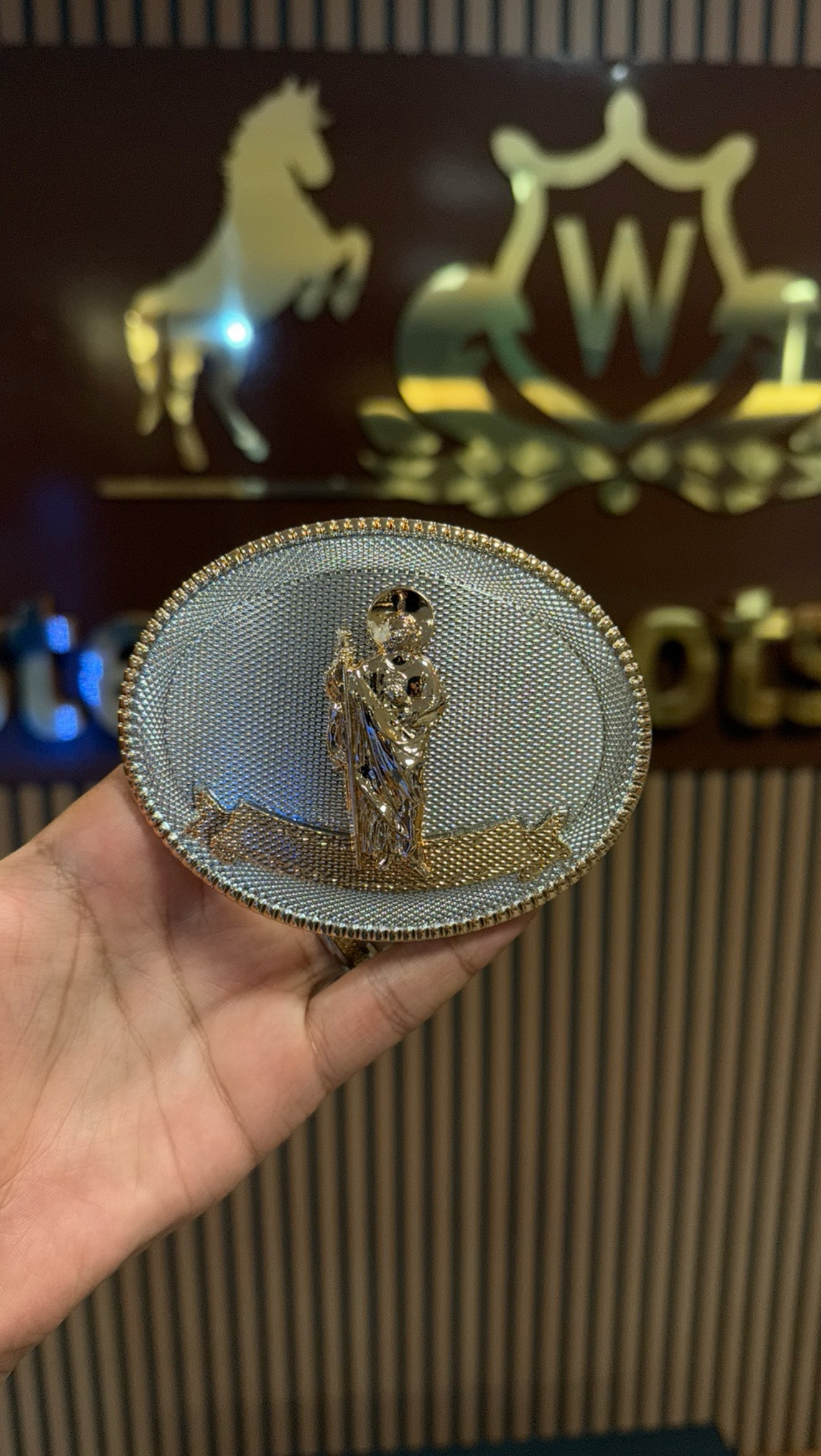 San Judas Sphere Silver Buckle