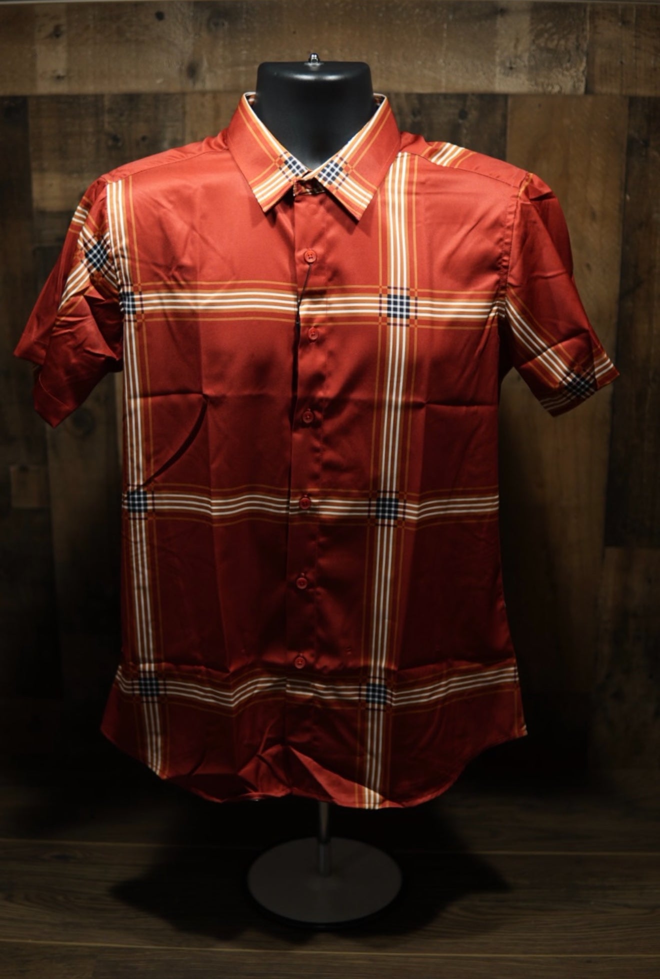 Men’s Short Sleeve Button Up - Red