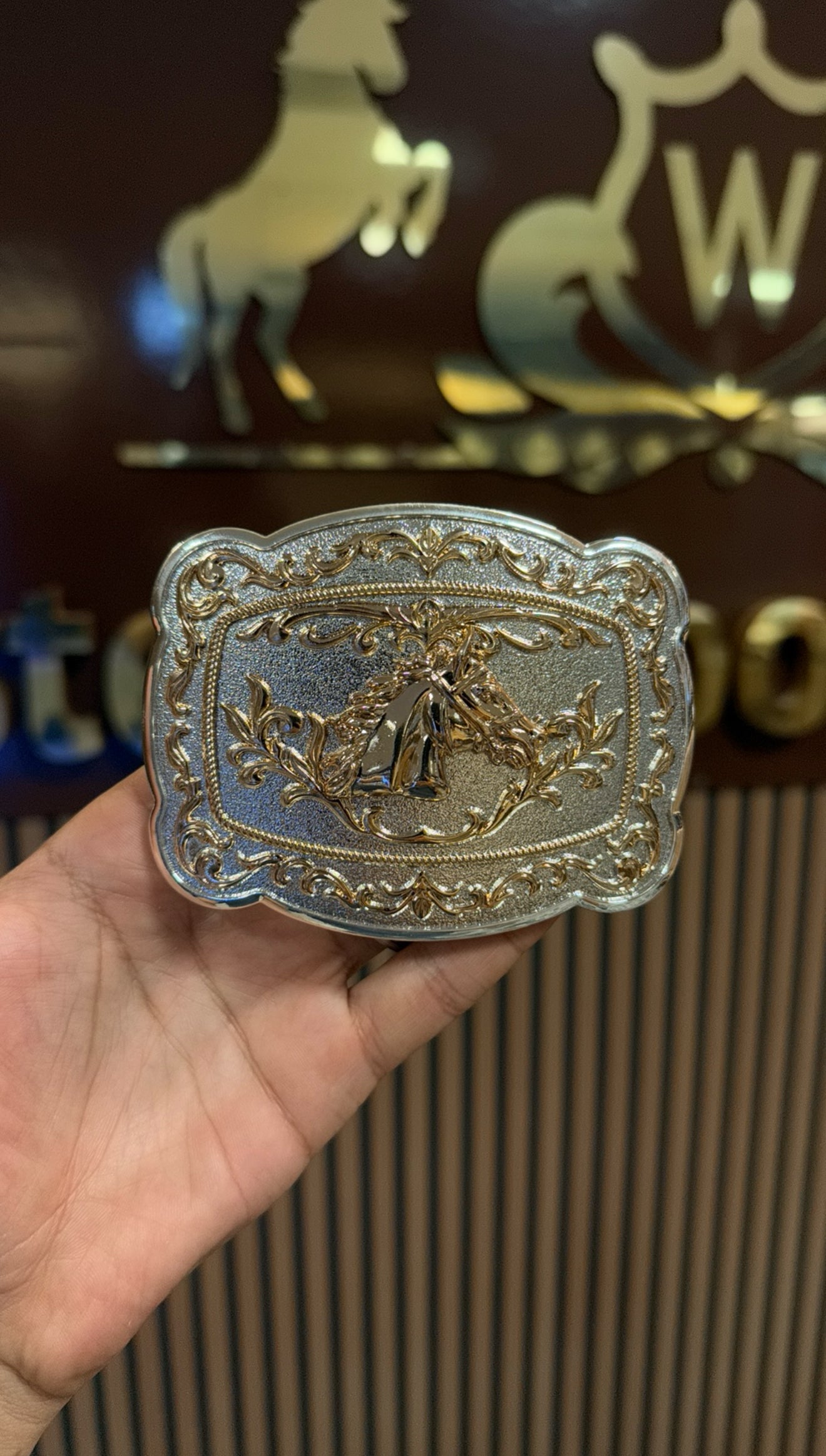 Horse Head Rose Gold Floral Buckle