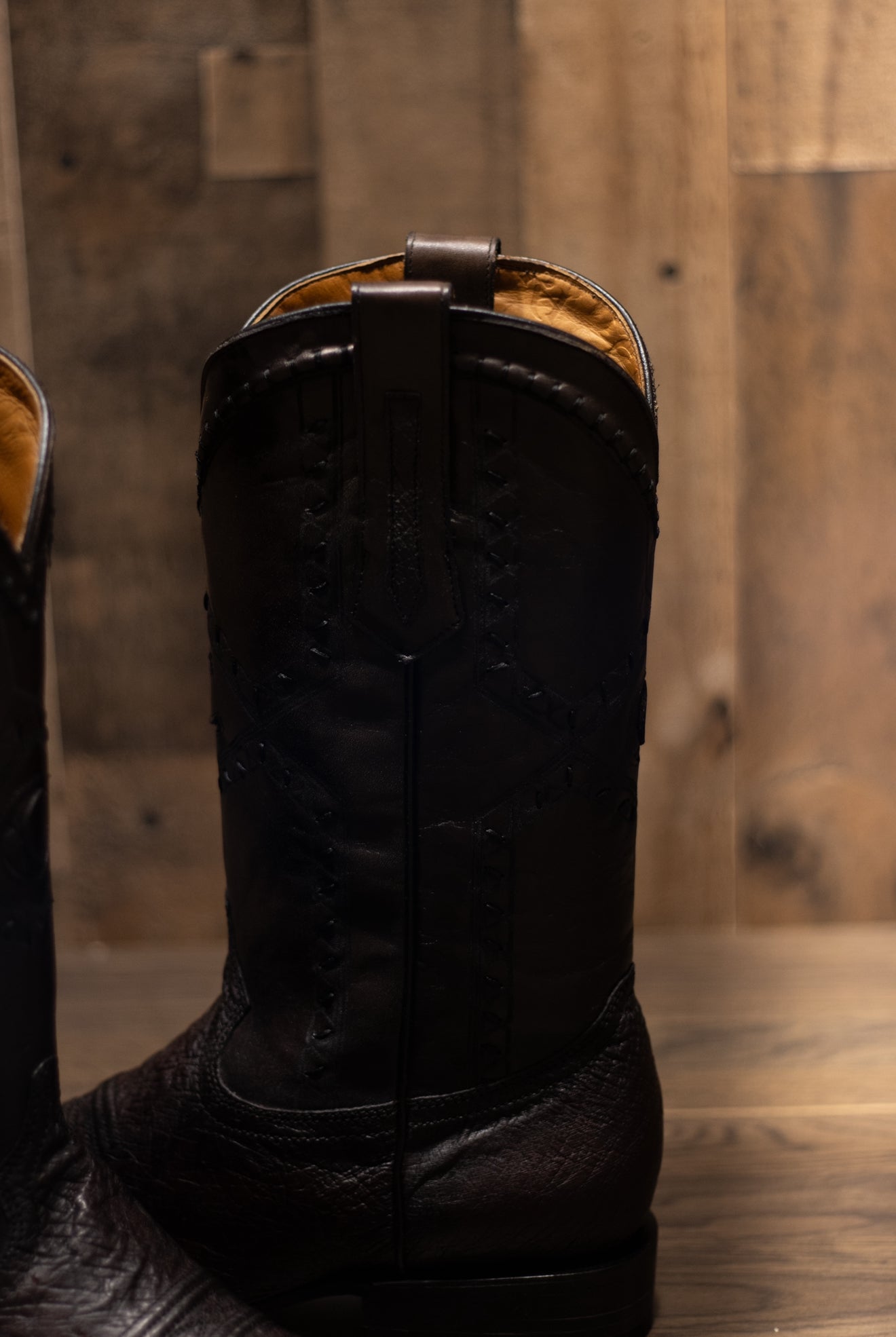 Cuadra - Panza De Avestruz Black Cherry Square Toe Boots