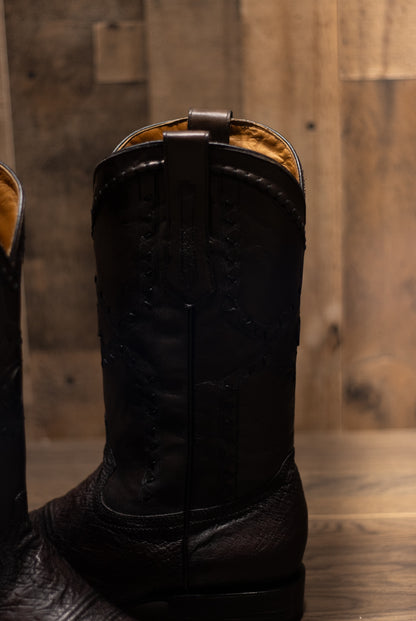 Cuadra - Panza De Avestruz Black Cherry Square Toe Boots