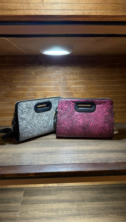 Fabiola White & Pink Hand Tool Women Purses
