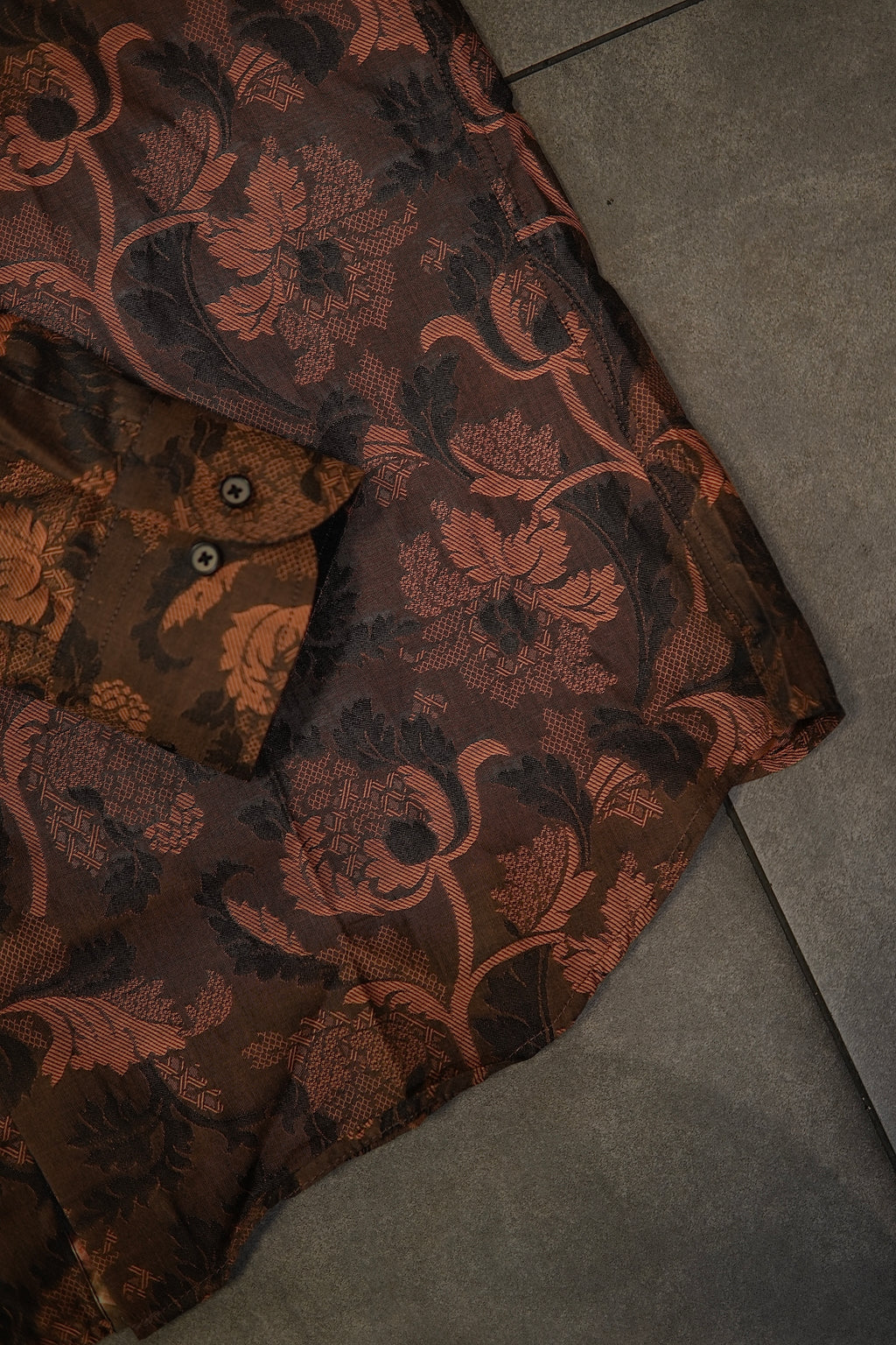 Men’s Printed Long Sleeve Button Up - Sun Burnt Flower