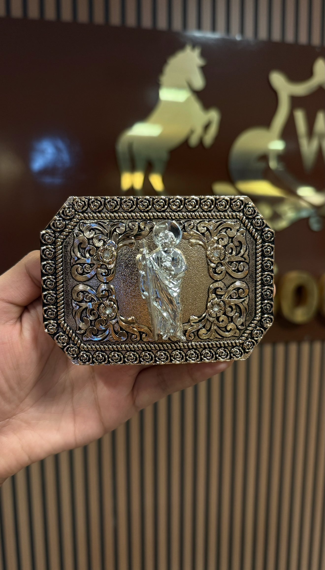 San Judas Silver Bronze Buckle