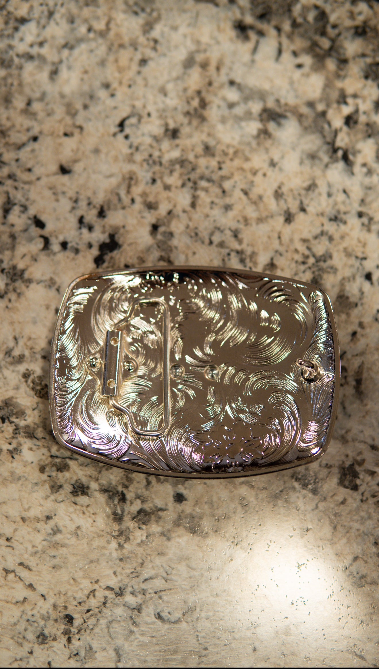 Bull Rider Tooled Blacked Square Western Buckle
