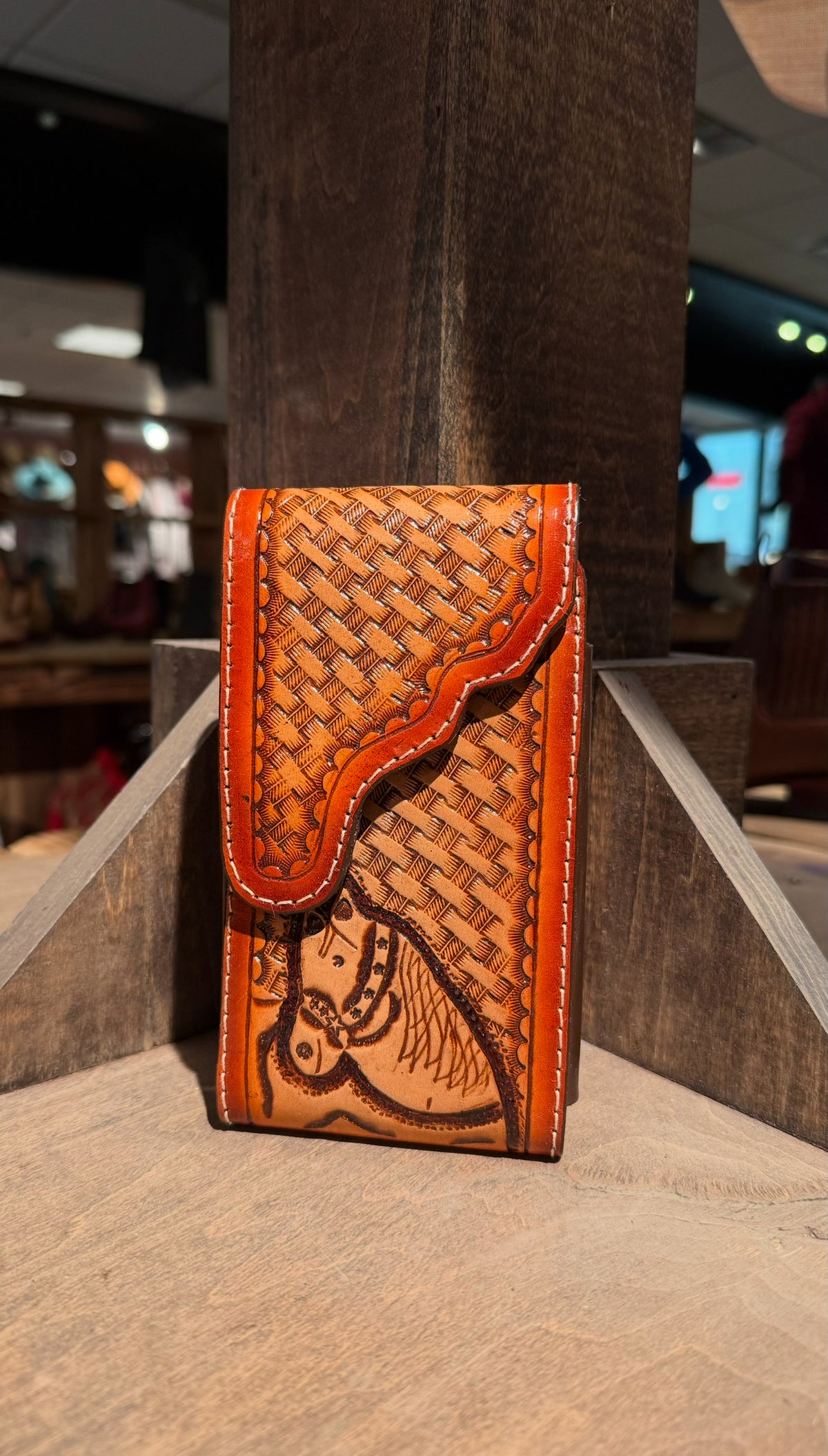 Crossed Horse Head Phone Holder