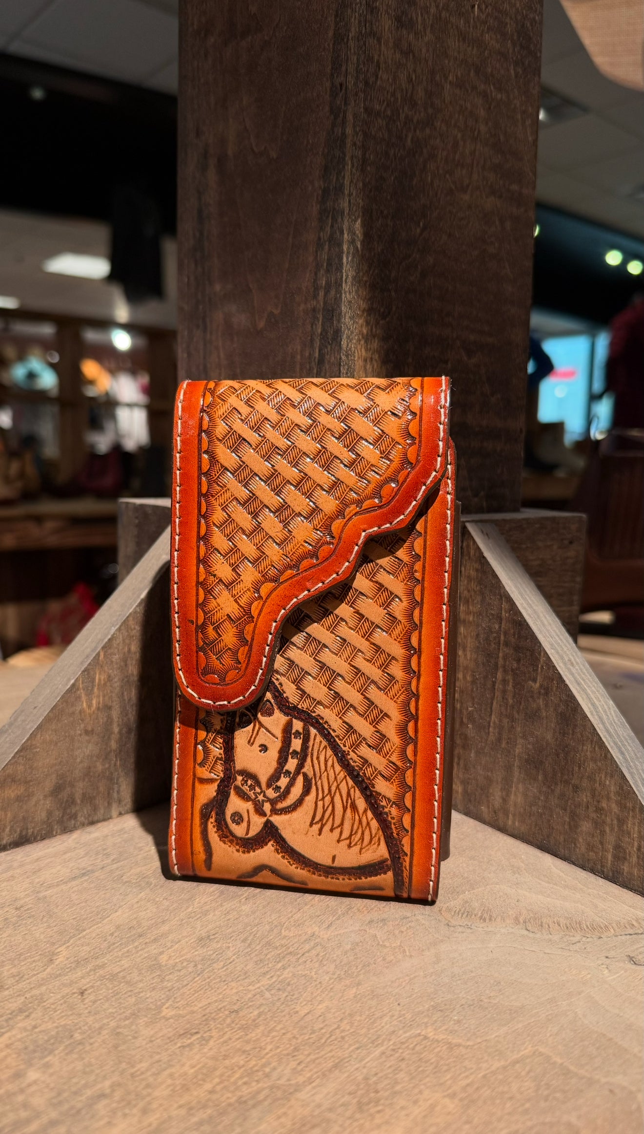 Crossed Horse Head Phone Holder