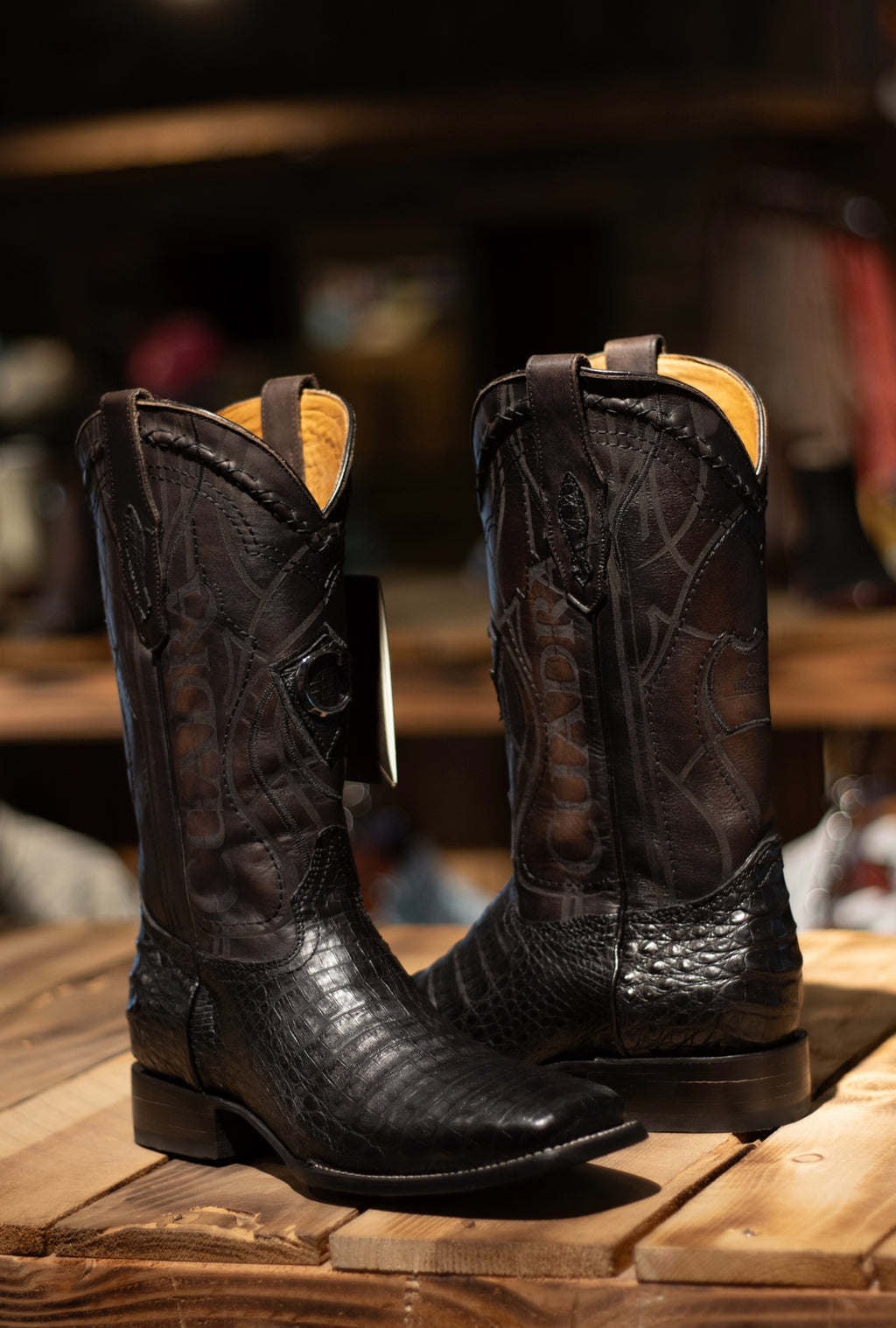 Cuadra - Caiman Belly Black Square Toe 3Z1OFY