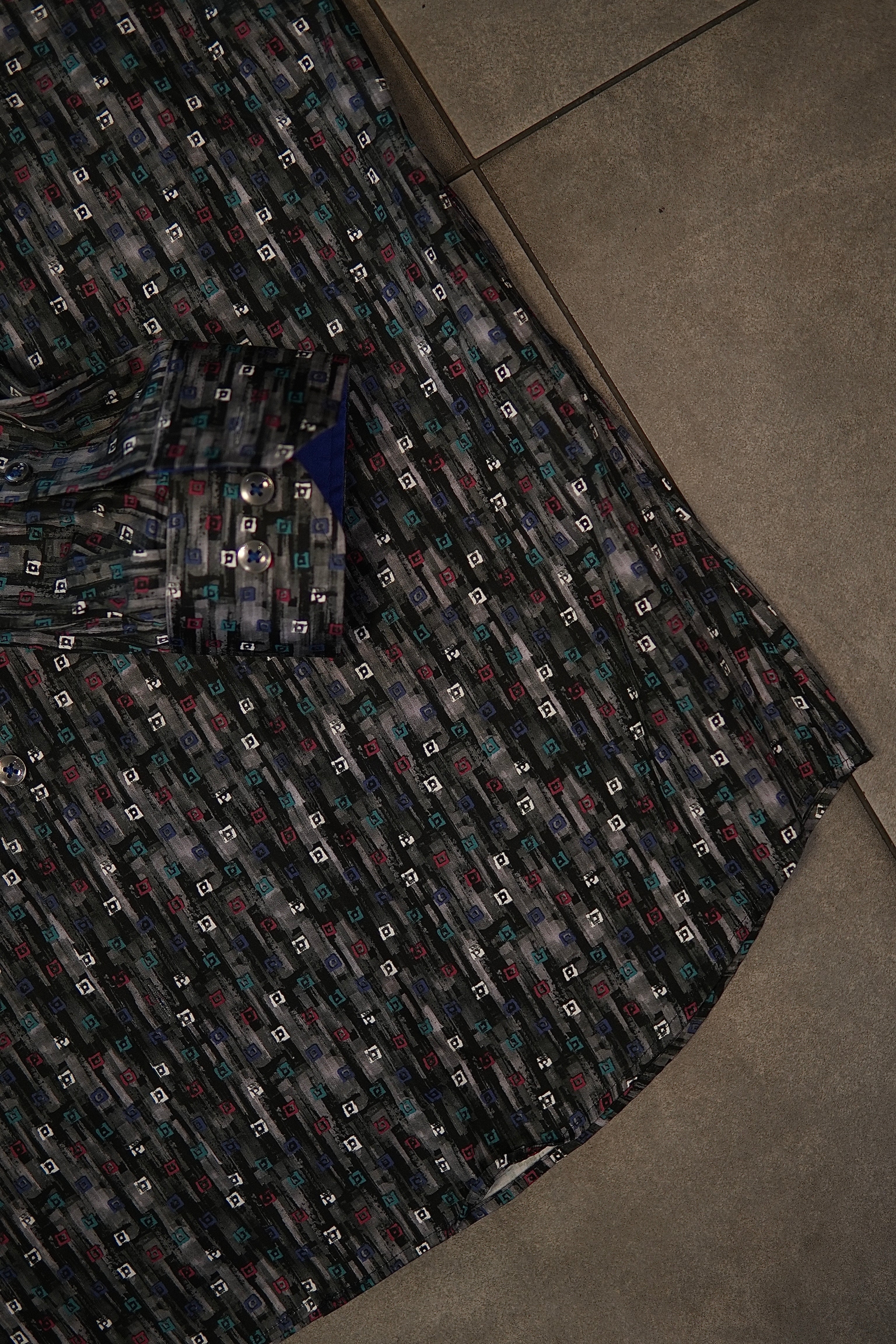 Men’s Printed Long Sleeve Button Up - Charcoals Paint