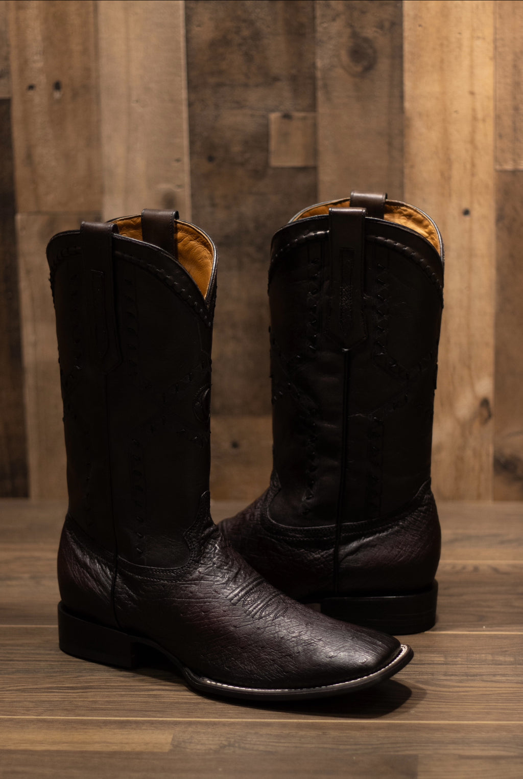 Cuadra - Panza De Avestruz Black Cherry Square Toe Boots