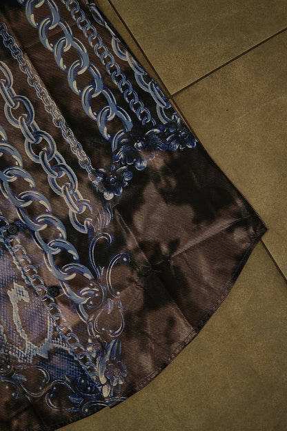 Men’s Printed Short Sleeve Button Up - Electric Storm