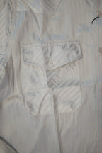 Men’s Long Sleve Button Up - Silky Striped White