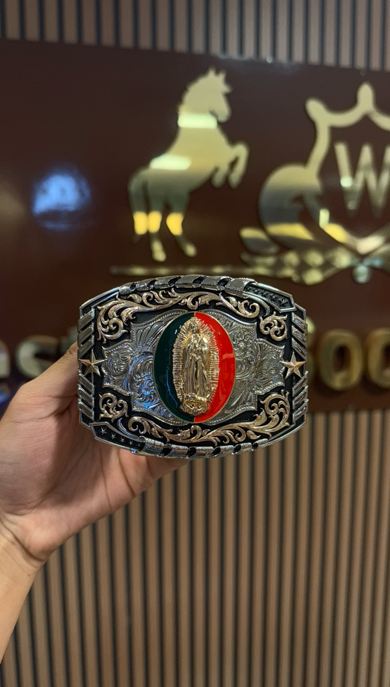 Virgin Mary Patriot Buckle