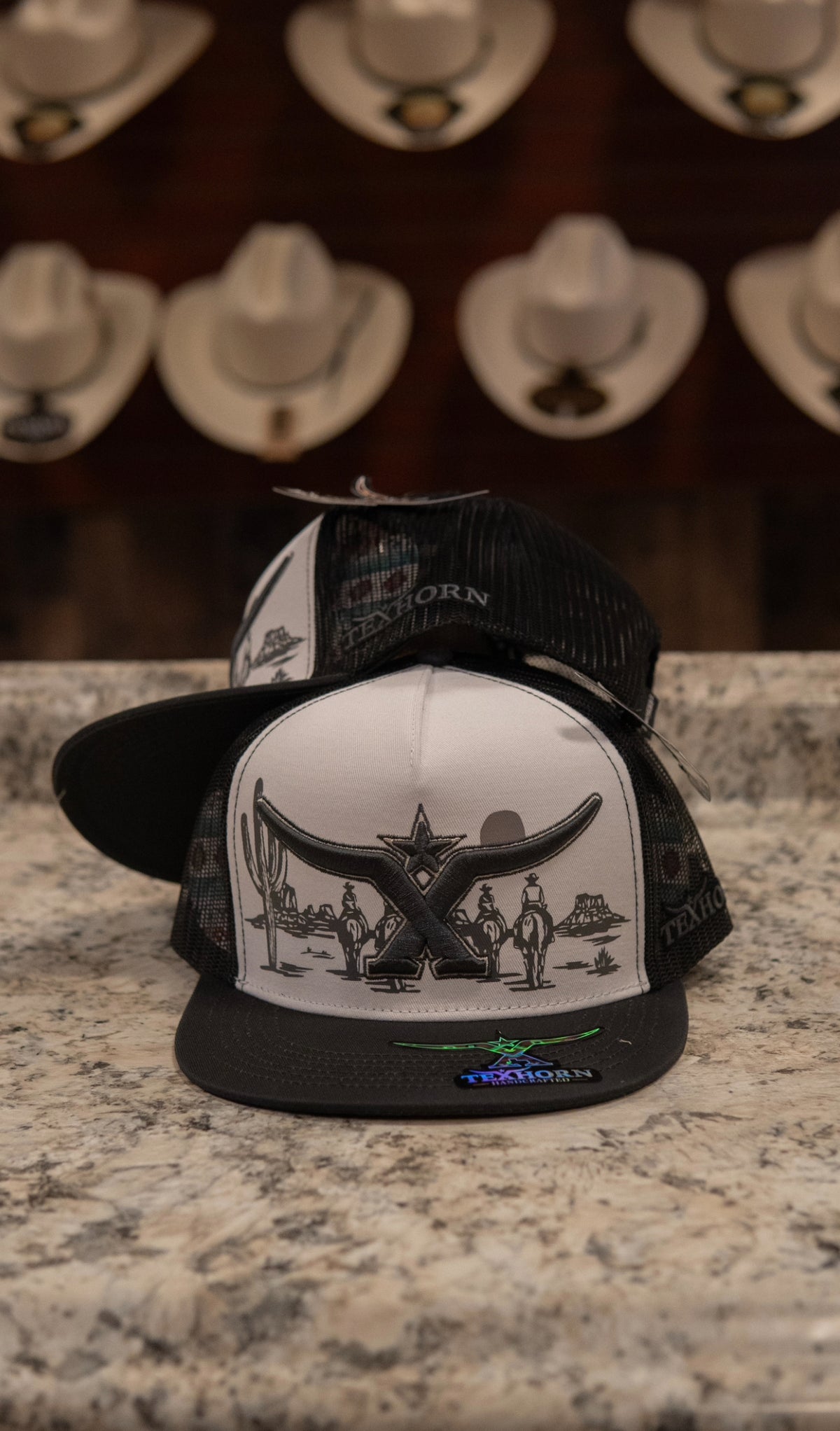 Tex Horn Snapback Cap Lone Cowboy